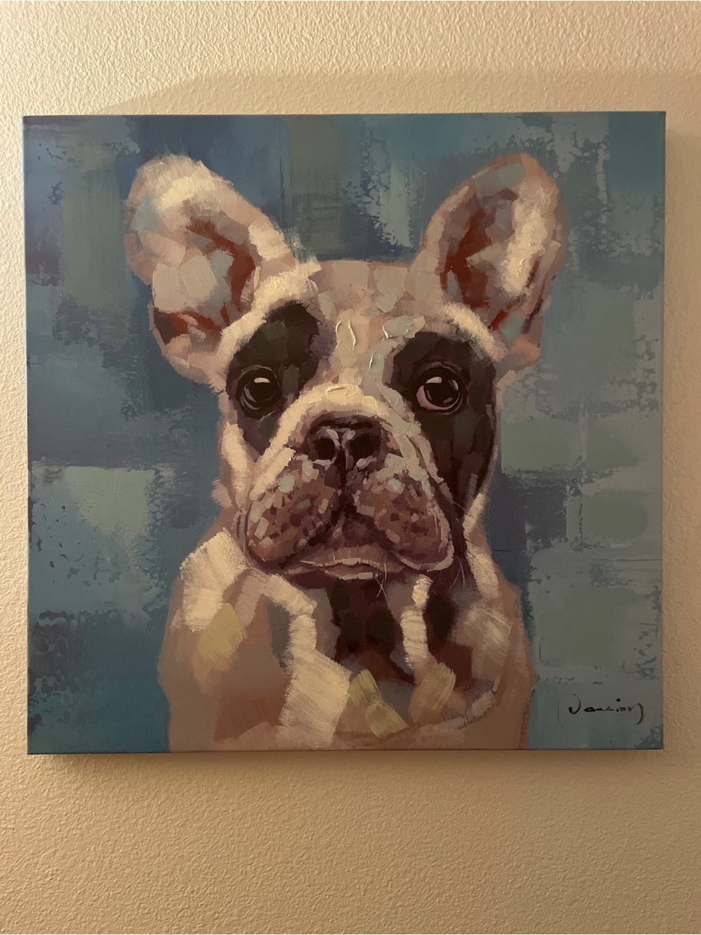 Blue French Bulldog Canvas Wall Art - Home Art